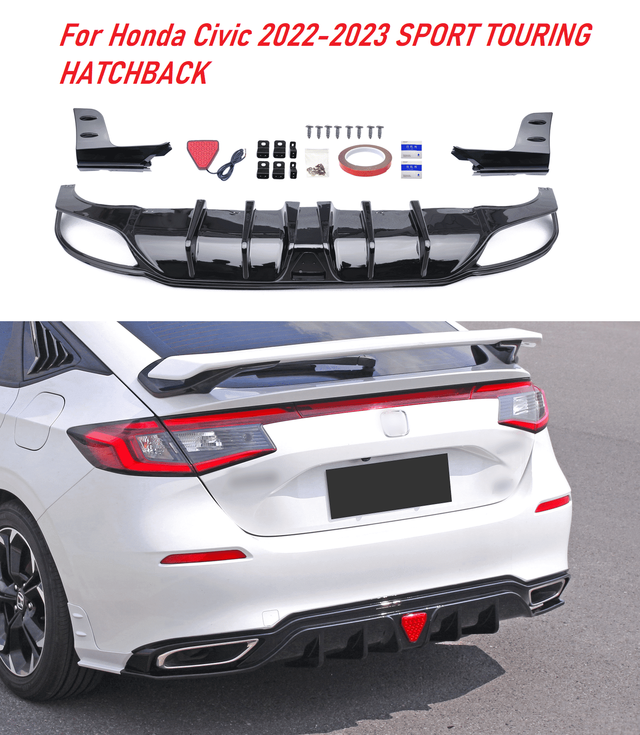 Rear Diffuser Kits with Brake Light for Honda Civic SPORT TOURING