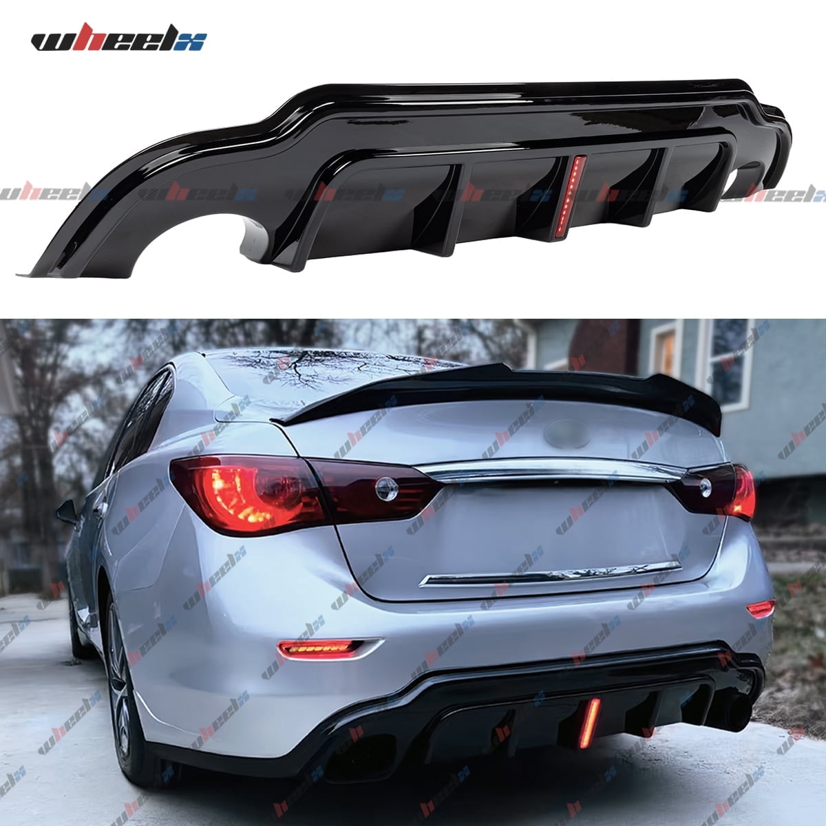 Rear Diffuser with V2 Vertical Style LED Red Brake Light Compatible ...