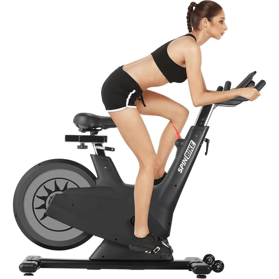 Rear Drive Exercise Bike - Self Powered Indoor Cycling Bike with Magnetic Resistance - Silent Operation and Device Holder