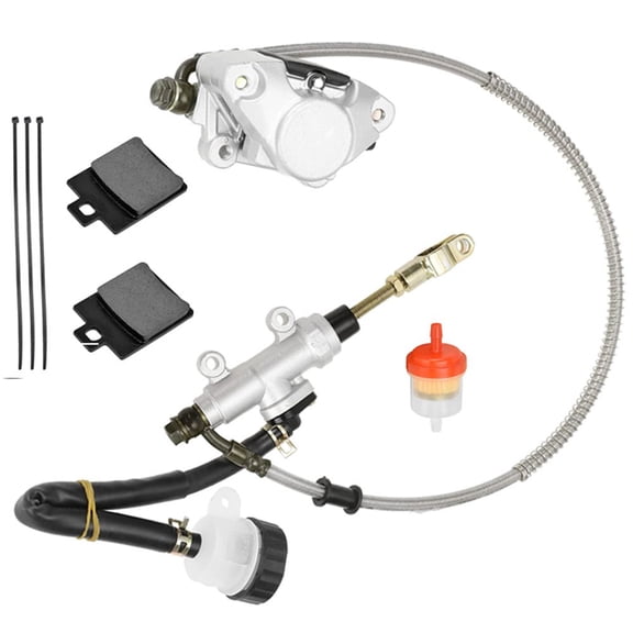 Rear Foot Disc Hydraulic Brake Master Cylinder Caliper Assembly Compatible with Go Kart Taotao Coolster Vitacci SunL RPS Chinese Go Kart 150cc 200cc 250cc ATV Quad 4 Wheeler Dune Buggy Parts