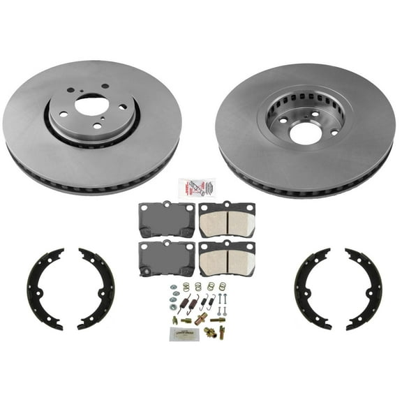 Rear GEO Coated Disc Brake Rotors Ceramic Pads Hardware for Lexus GS350 07-11 5p