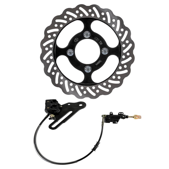 Rear Hydraulic Brake Caliper Cylinder and Brake Disc Rotor Kit - Universal for Pit Bike Dirt Bike Apollo SSR Pocket Rocket Monkey Trail Bike 125cc 150cc 200cc 250cc with Vertical Engine