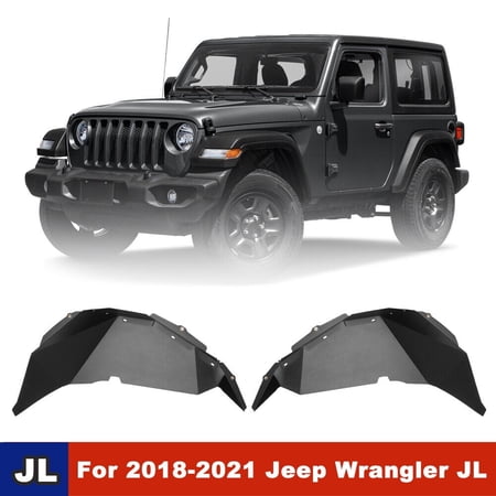 Rear Inner Fender Liners for 2018-2026 Jeep Wrangler JL JLU Steel Black 2 PCS