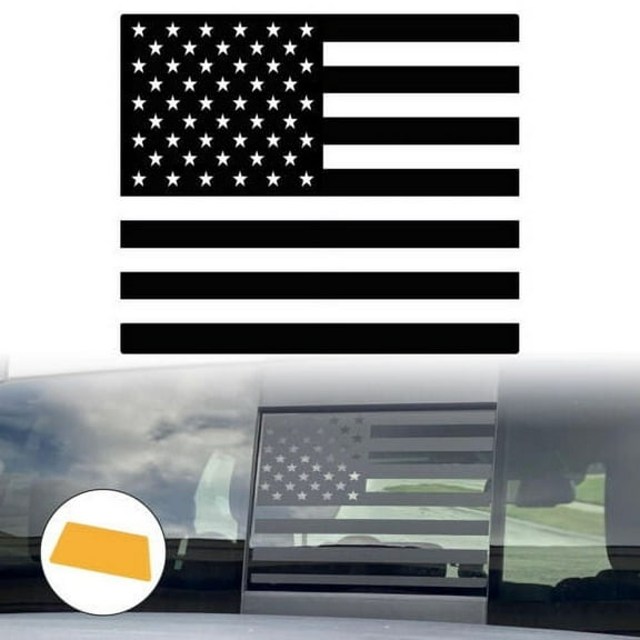 Rear Middle Window Decal Black For 2009-2021 Dodge Ram Back Middle Window American Flag See Through Stickers