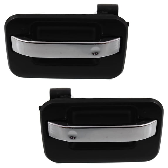 Rear Pair Exterior Door Handle Compatible with 2004-2014 Ford F-150 Chrome Lever With Primed Bezel Without Key Hole STX SVT Raptor XL XLT Xtr FX2 FX4 Harley-davidson Edition King Ranch