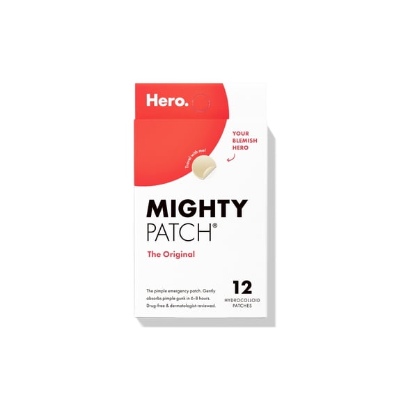 Hero Cosmetics Mighty Patch Original, Nighttime Hydrocolloid Acne Pimple Patch, 12 count