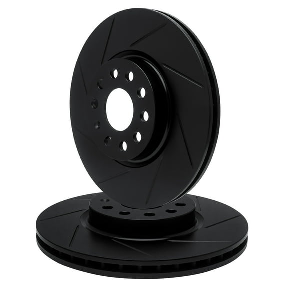 Rear R1 Concepts eLine Black Diamond Slotted Brake Rotors