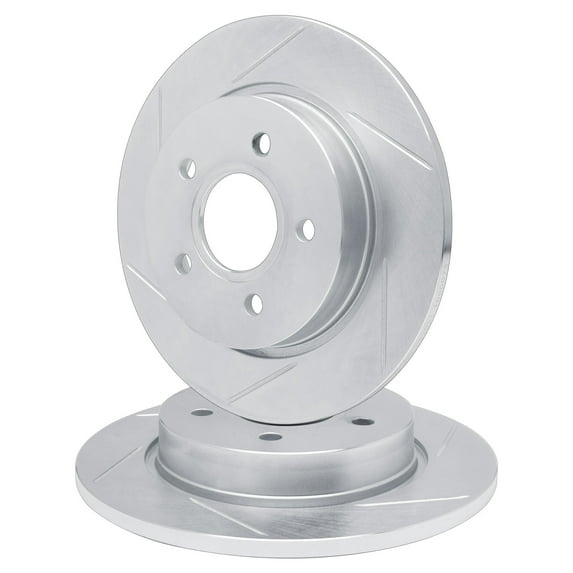 Rear R1 Concepts eLine Silver Diamond Slotted Brake Rotors