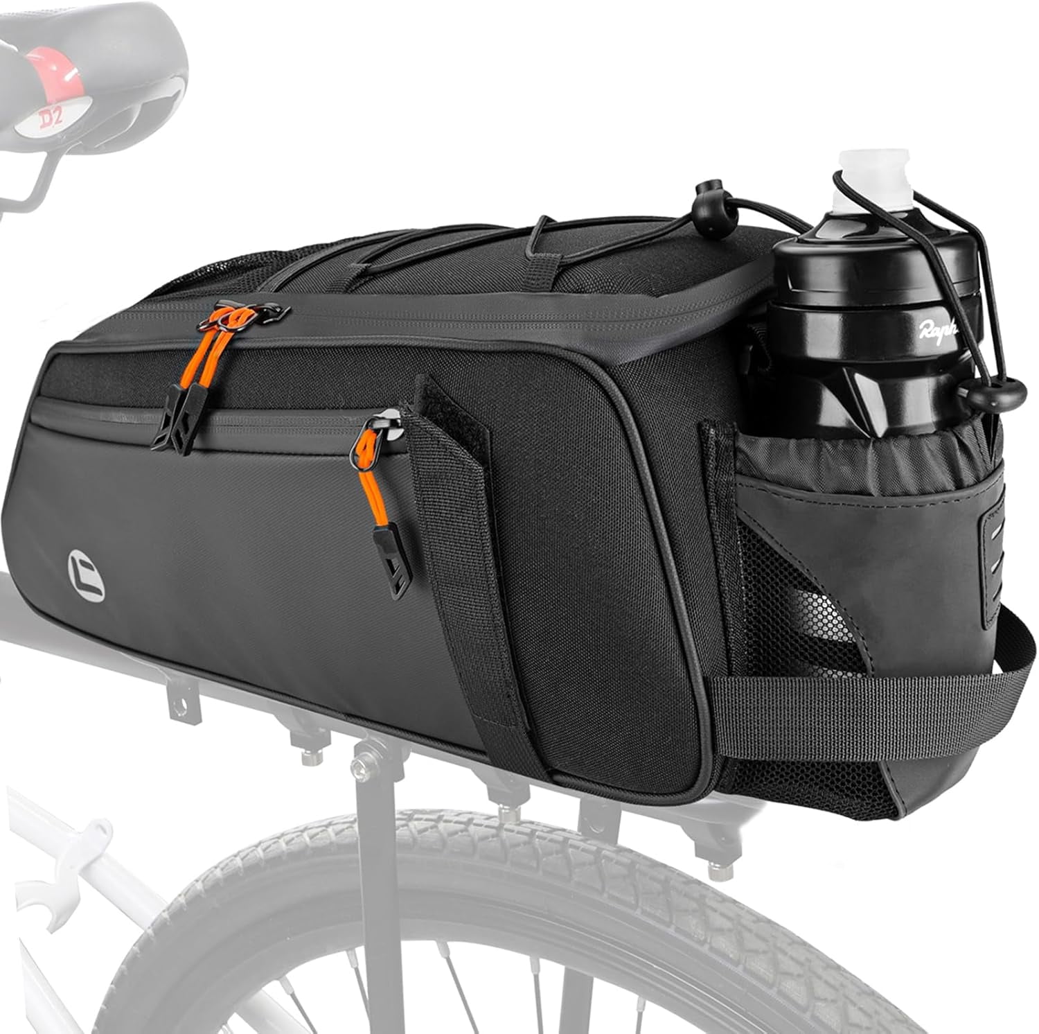 Cycle Rear Rack Bags Rear Rack Bag - 8L Bicycle Trunk Bag with Water Bottle Holder ...