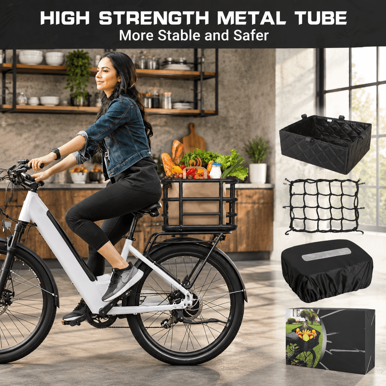 Cycle Store Rack Rear Rack Bike Basket With Cargo Net And Liner - Walmart.com