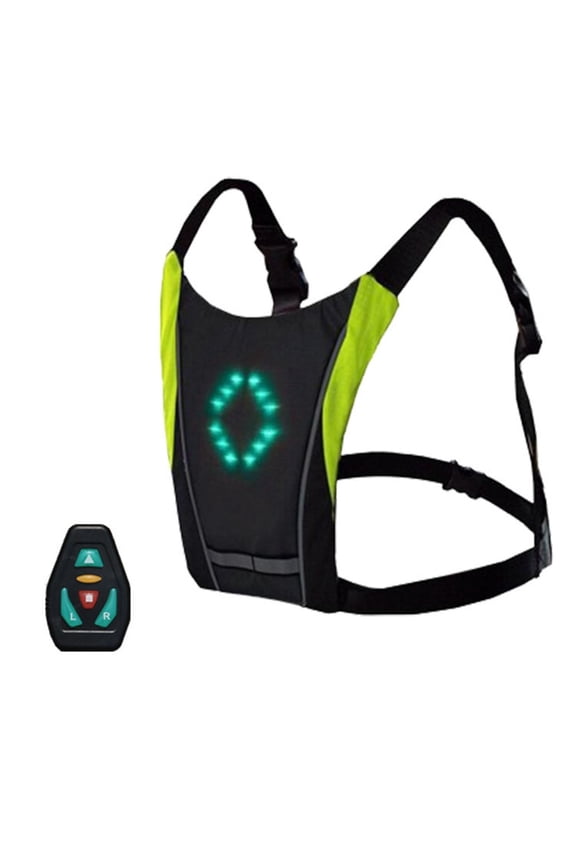 LED Turn Signal USB Rechargeable Reflective Cycling Backpack with Remote Control