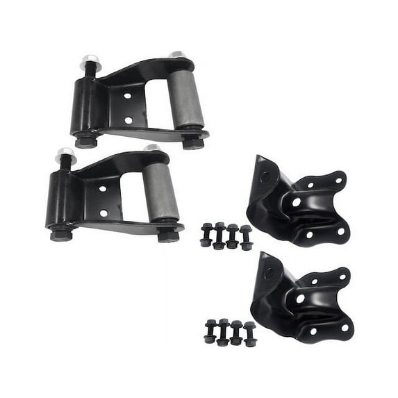 Rear Rearward Leaf Spring Shackle Set - 4 Piece - Compatible with 1986 - 2008 Ford Ranger 1987 1988 1989 1990 1991 1993 1994 1995 1996 1997 1998 1999 2000 2001 2002 2003 2004 2005 2006 2007