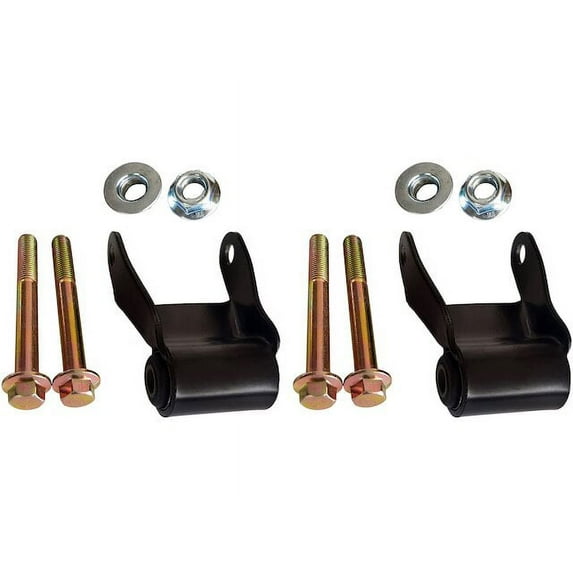 Rear Rearward Leaf Spring Shackle Set - Compatible with 2011 - 2019 Chevy Silverado 2500 HD 2012 2013 2014 2015 2016 2017 2018