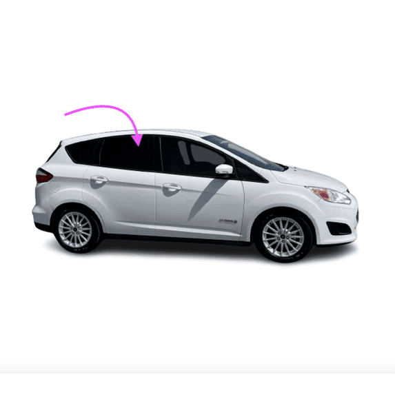 Rear Right Side Door Window Glass/Black Compatible With 2013-2018 Ford C-Max 4D Hatchback Models