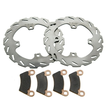 Rear RipTide Brake Rotors Discs & MudRat Brake Pads fits 2016 Polaris Ace 570 SP