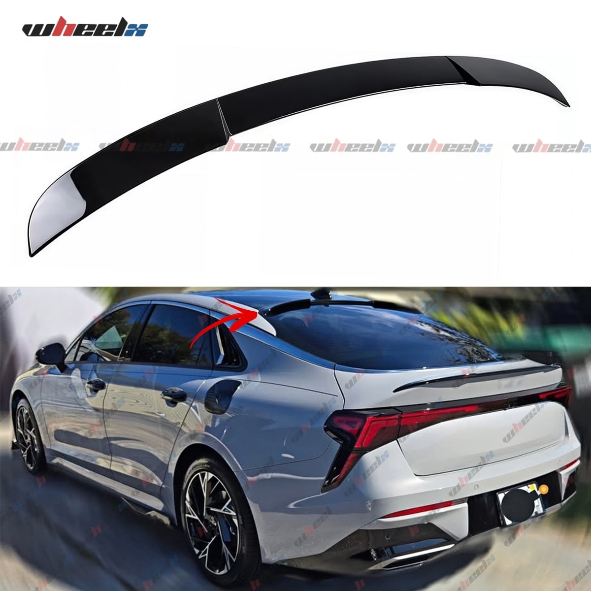 Rear Roof Spoiler Compatible with 2021-2025 KIA K5 LX LXS EX GT GT-Line, Fits for 21-25, Exterior High Kick Tail Deck Lid Wing Lip (Glossy Black)