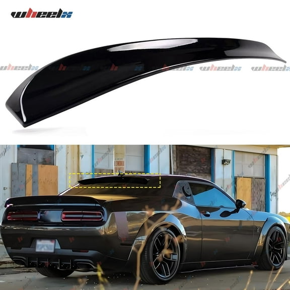 Rear Roof Top Spoiler Compatible with 2008-2024 Dodge Challenger SRT Hellcat, JDM Duckbill Style Wing (Glossy Black)