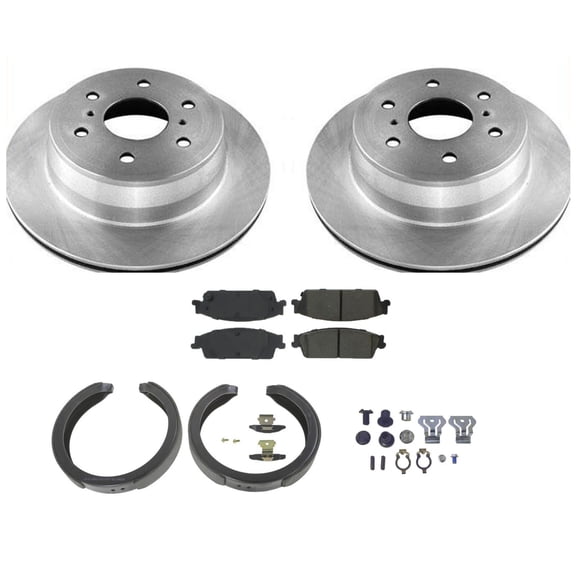 Rear Rotors Brake Pads Shoes Spring Kit for Chevrolet Tahoe 09-14