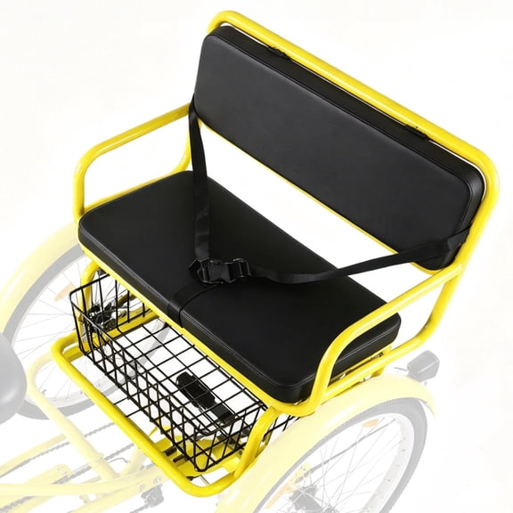Rear Seat for Adult Tricycle, Free Large-Capacity Basket Included for Picnic Exercise Shopping,for Extended Rear wheelbase Tricycle