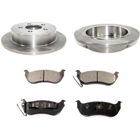 Rear Semi-Metallic Brake Pad and Rotor Kit - Compatible with 2003 - 2007 Jeep Liberty 2004 2005 2006
