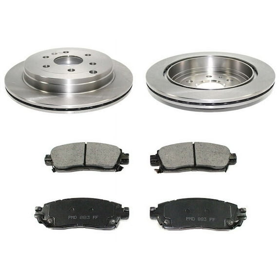 Rear Semi-Metallic Brake Pad and Rotor Kit - Compatible with 2009 - 2017 Chevy Traverse 2010 2011 2012 2013 2014 2015 2016