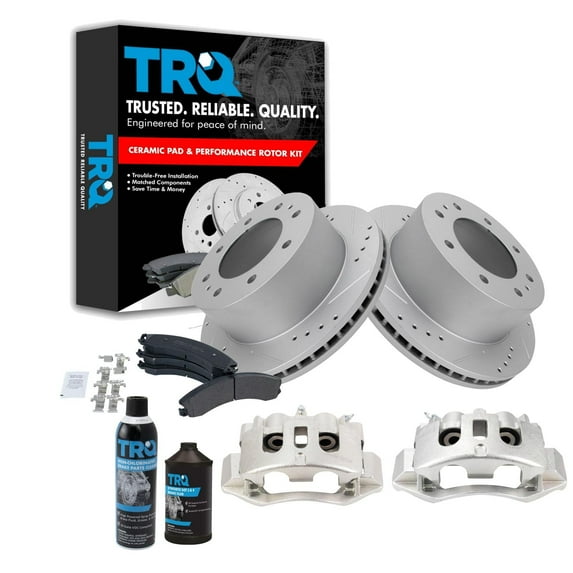 Rear Semi-Metallic brake Pad, Performance Rotor & Caliper Kit w/Fluids for Chevy BKA21996 Fits select: 2011-2019 CHEVROLET SILVERADO, 2011-2019 GMC SIERRA