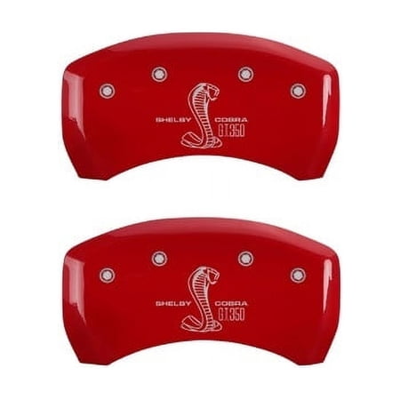 Rear Set 2 MGP Caliper Covers 10010Rgt3Rd, Engraved Rear: Gt350 Shelby and Cobra, Red Powder Coat Finish, Silver Characters Fits select: 2005-2014 FORD MUSTANG GT