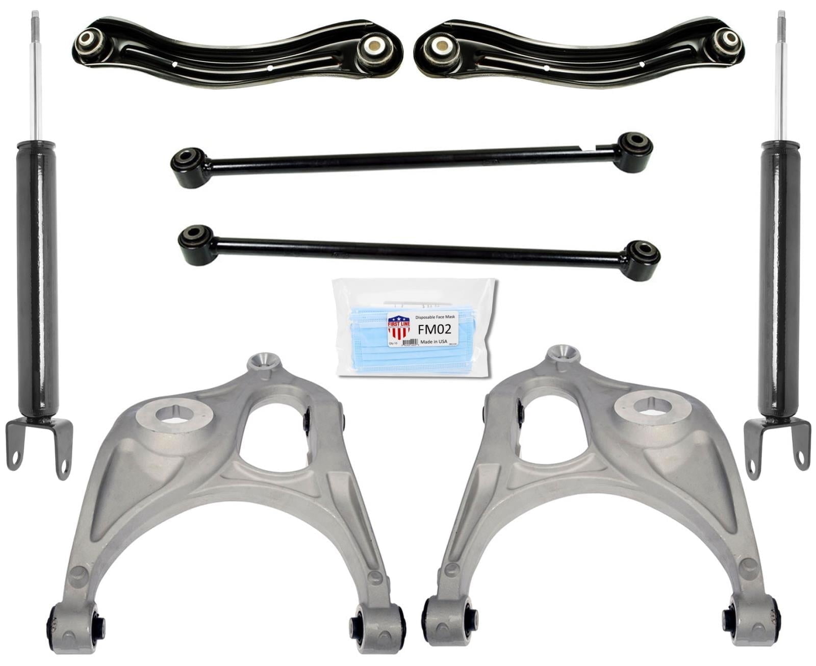 Rear Shocks Upper & Lower Control Arms Fits 2011-2020 Jeep Grand Cherokee