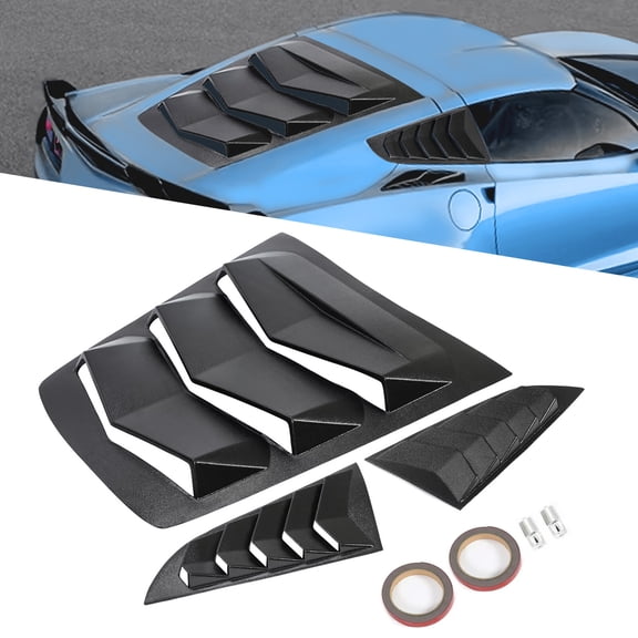 Rear+Side Window Louver Sunshade Cover For C7 Corvette 2014-2019 ABS Matte Black