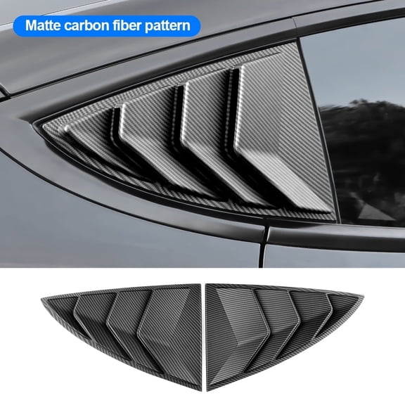 Rear Side Window Louvers Air Vent Scoop Louvers Window for 2017-2024 Tesla Model 3, Matte Carbon Fiber, 2pcs