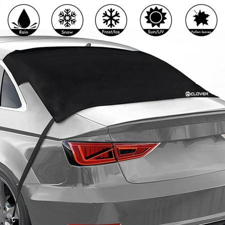 Rear Snow Cover & Car Windshield with Magnetic Edge Shade, iClover All Weather Back Window Frost Cover Protection from Snow, Ice & Sun Fits Most Cars, Suvs & Vans Winter Accessories - Rear Cover