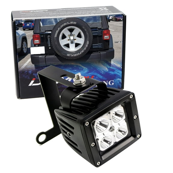 Rear Spare Tire Location Mount 20W LED Pod Light Kit, For Jeep Wrangler JK JL, Including 2x2 5W LED Cube, Mounting Bracket & On/Off Switch Wiring