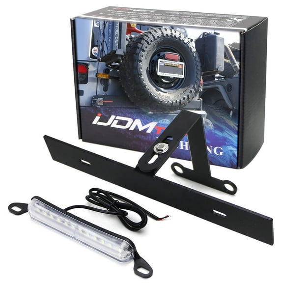 Rear Spare Tire Mount License Plate Relocator Bracket w/ 12-SMD LED License Plate Light For Jeep 2018-up Wrangler JL
