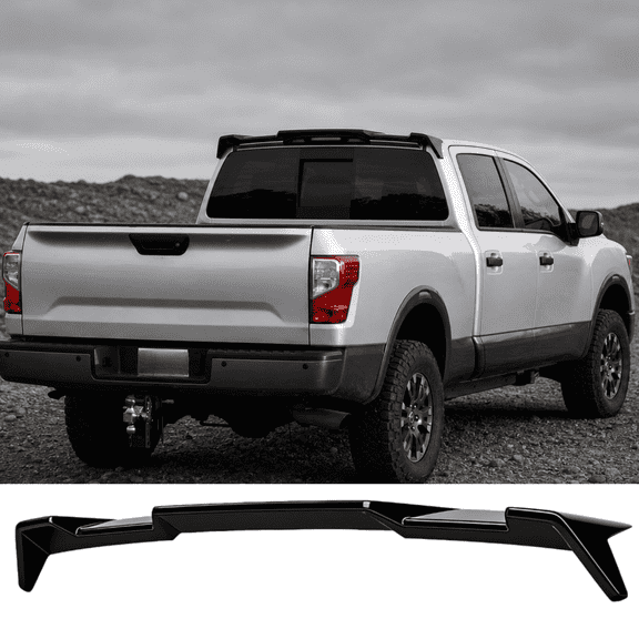 Rear Spoiler Cab Roof Wing Fit Nissan Titan 2017-2025 Accessories Gen2 (Only for 4DR Crew Cab) S/ SL/ SV/ Platinum/ PRO-4X, Gloss Black Top Wing Lip