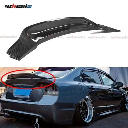 Rear Spoiler Compatible with 2006-2011 Honda Civic, Duckbill Fits for 2006 2007 2008 2009 2010 2011 4-Door Sedan, Exterior High Kick Trunk Tail Deck Lid Wing Lip (Carbon Fiber Painted)