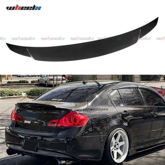 Rear Spoiler Compatible with 2007-2015 Infiniti G35 G25 G37 Q40, Duckbill Trunk Tail Deck Lid Wing Lip Fits for 4-Door 2007 2008 2009 2010 2011 2012 2013 2014 2015 (Glossy Black)