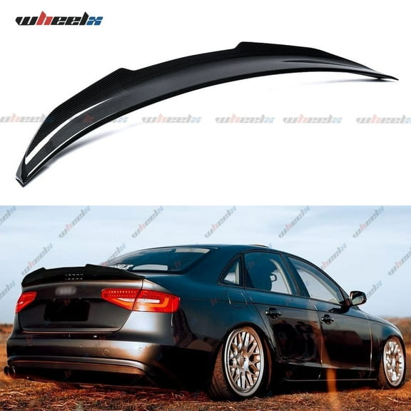 Rear Spoiler Compatible with 2013-2016 Audi A4 S4, PSM Style High Kick Fit for B8.5, Exterior Duckbill Spoiler Trunk Tail Deck Lid Wing Lip (Carbon Fiber Pattern)