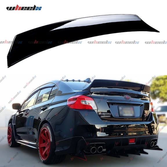 Rear Spoiler Compatible with 2015-2021 Subaru WRX STI, RB Style Duckbill Fits for 15-21 4-Door Sedan, Trunk Exterior High Kick Tail Deck Lid Splitter Wing Lip (Gloss Black)