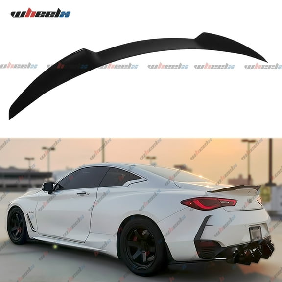 Rear Spoiler Compatible with 2017-2022 Infiniti Q60 2-Door Coupe, Duckbill Trunk Tail Deck Lid Splitter Wing Lip Fits for 2017 2018 2019 2020 2021 2022 (Glossy Black)