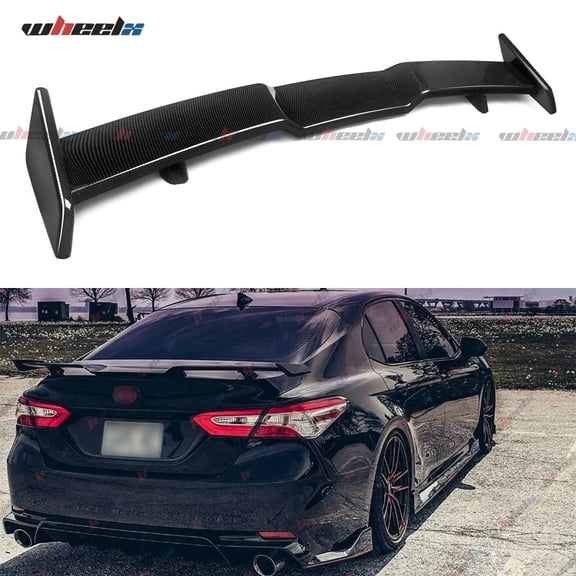Rear Spoiler Compatible with 2018-2025 Toyota Camry Corolla 2018-2024 Honda Accord Civic, TRD Style Wing Fits for 4-Door Sedan, Trunk Exterior High Kick Tail Deck Lid Lip (Carbon Fiber Color)