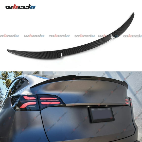 Rear Spoiler Compatible with 2020-2024 Tesla Model Y, MV Style Duckbill Trunk Exterior High Kick Tail Deck Lid Splitter Wing Lip 2020 2021 2022 2023 2024 (Carbon Fiber Pattern)
