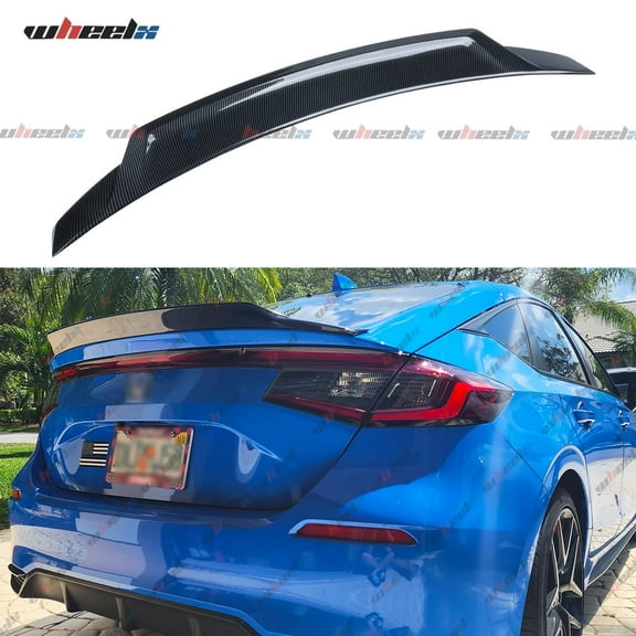 Rear Spoiler Compatible with 2022-2025 Honda Civic Hatchback, Duckbill Spoiler Fits for 22-25, V3 Style Exterior High Kick Trunk Tail Deck Lid Wing Lip (Carbon Fiber Black)