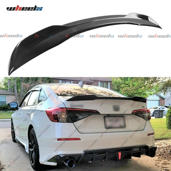 Rear Spoiler Compatible with 2022-2025 Honda Civic, Pro Duckbill Spoiler Fits for 22-25 Sedan, Exterior High Kick Trunk Tail Deck Lid Wing Lip (Carbon Look)