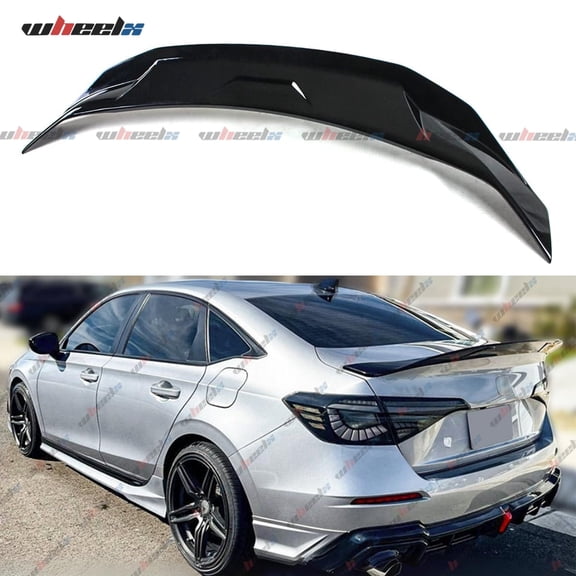 Rear Spoiler Compatible with 2022-2025 Honda Civic, Trunk Exterior Duckbill High Kick Tail Deck Lid Wing Lip Accessory Fit 4 Door Sedan 2022 2023 2024 2025 (Glossy Black)