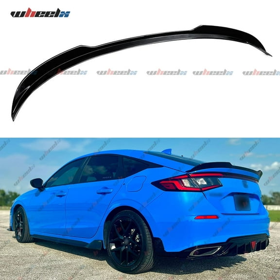 Rear Spoiler Compatible with 2022-2025 Honda Civic 4-Door Hatchback, Trunk Exterior Tail Deck Lid Wing Duckbill Lip Splitter (Glossy Black)