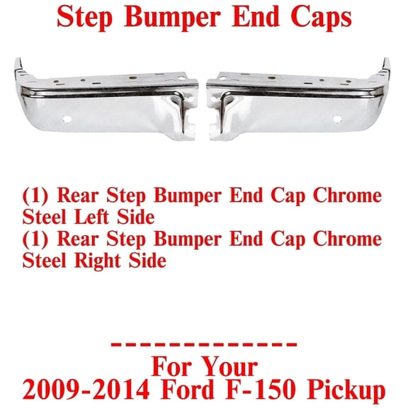 Rear Step Bumper End Caps Chrome Steel Left&Right Side For 2009-2014 Ford F-150