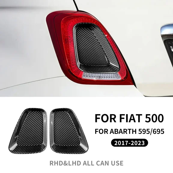 Rear Tail Light Cover Real Dry Carbon Fiber Sticker for Fiat 500 Abarth 595 695 2017 2018 2019 2020 2021 2022 2023 1Pair.