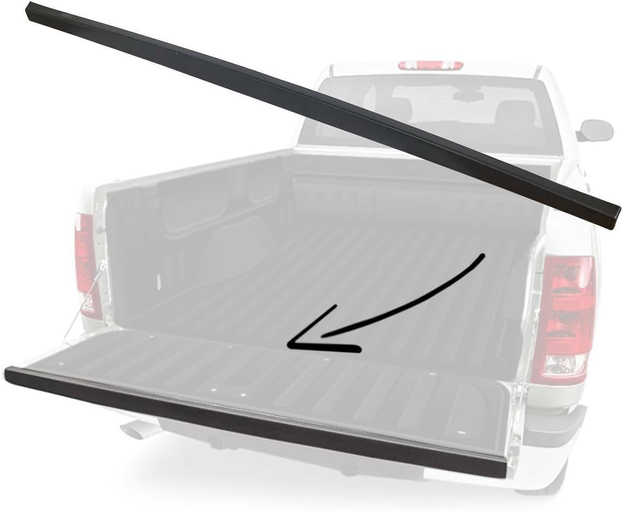 Tailgate Cap Molding FO1904106 For 2005-2008 Ford F150 Stylesside & 2006-2008 Lincoln Mark LT | Matte Black Rear Top Trim