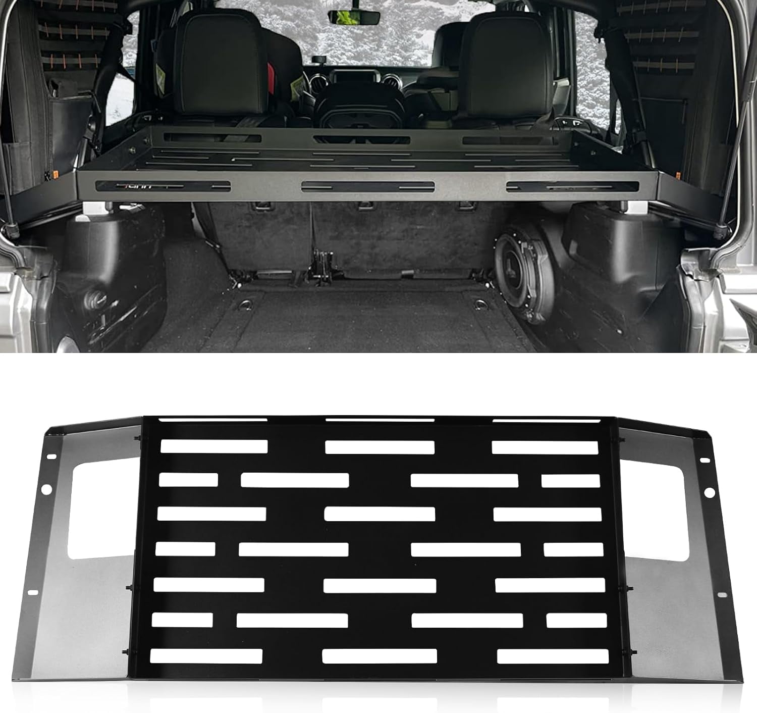 Rear Trunk Cargo Basket Rack for Jeep Wrangler JK 2007-2018 Luggage Storage Carrier, Solid Metal Trunk Shelf JK 4 Doors Hardtops Trunk Cargo Rack Basket Tray Interior Storage