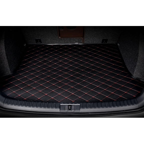 ZYCHUANGYING Trunk Floor Mat Compatible with Tesla Model S 2014-2021, Custom-Fit, Black with Red Stitching 1 Piece